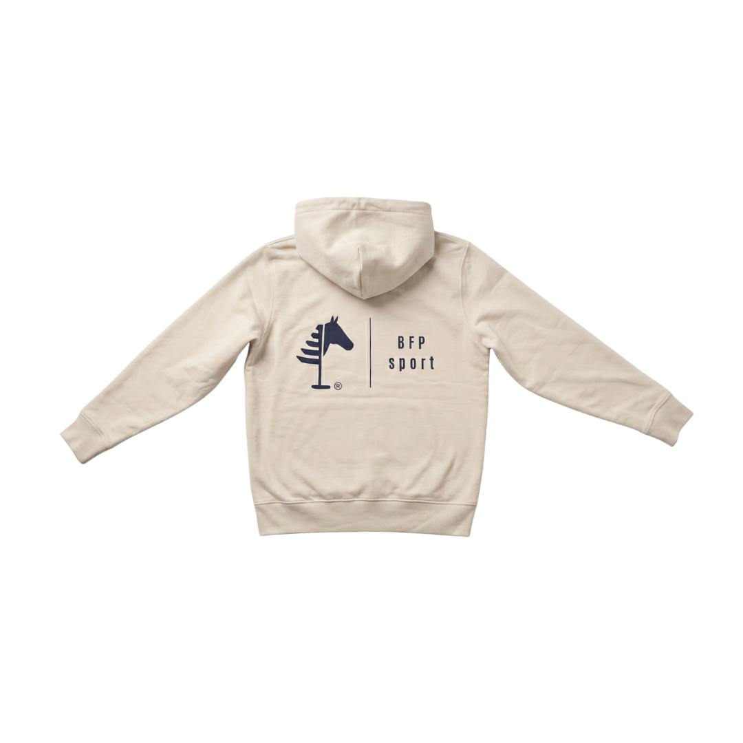 Beige Hoodie I Navy Print (UNISEX)