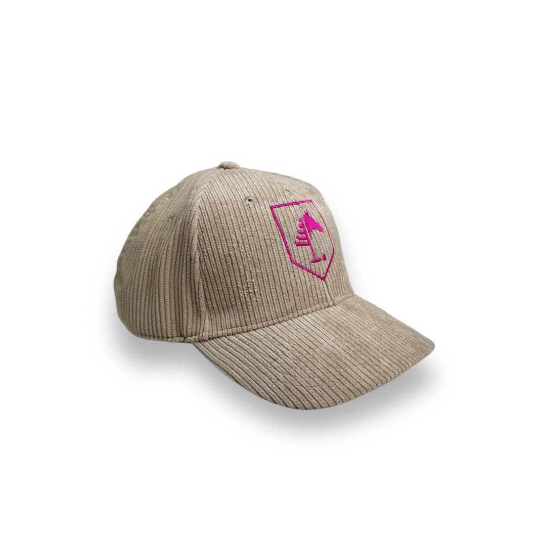 Beige Cord Cap⎥Pink Logo