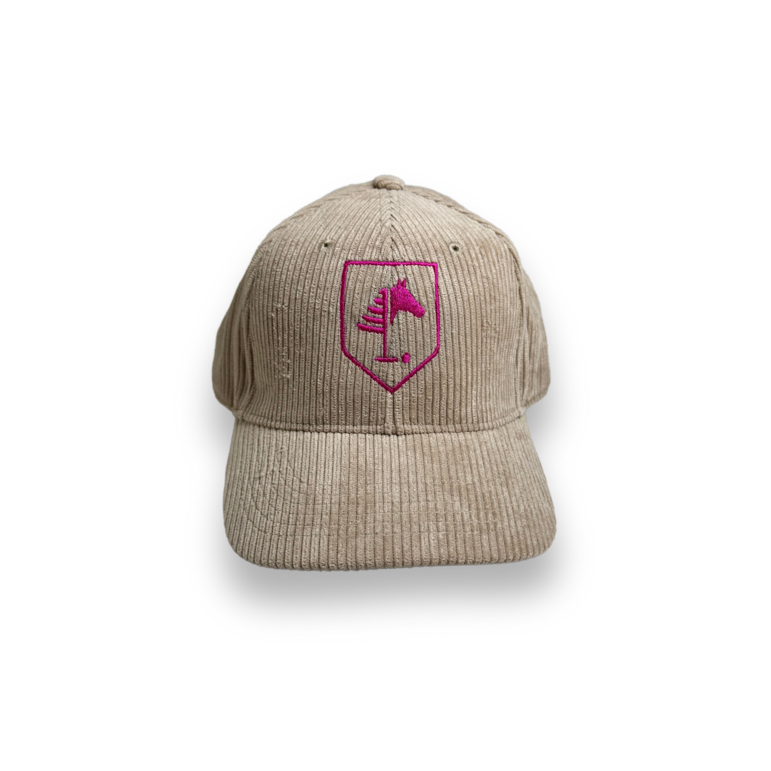 Beige Cord Cap⎥Pink Logo