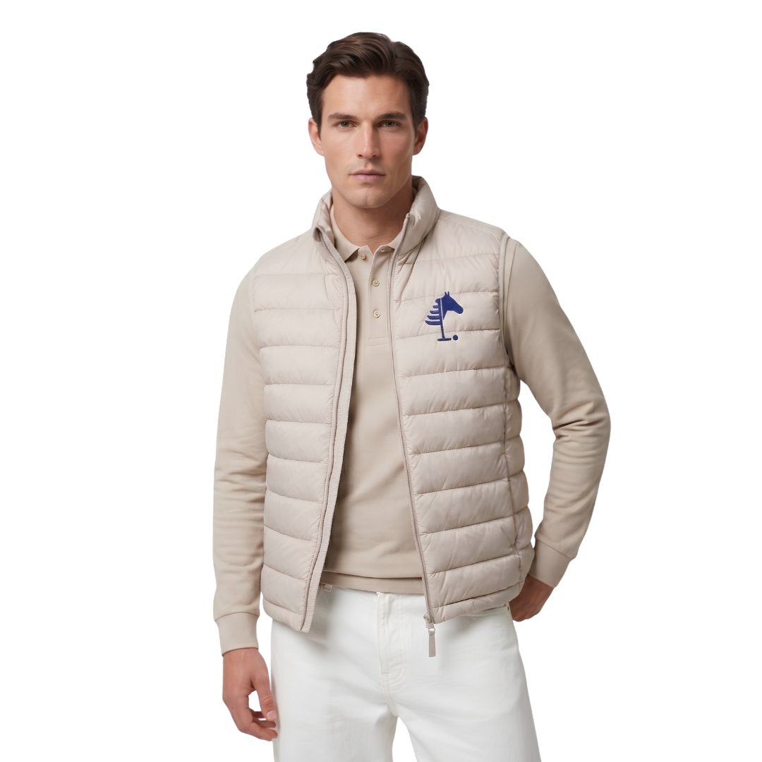 Beige Vest I Navy Embroidery (MEN)