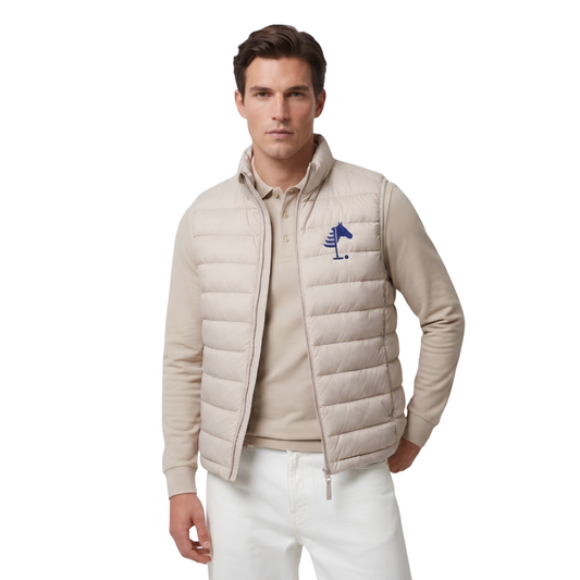 Beige Vest I Navy Embroidery (MEN)
