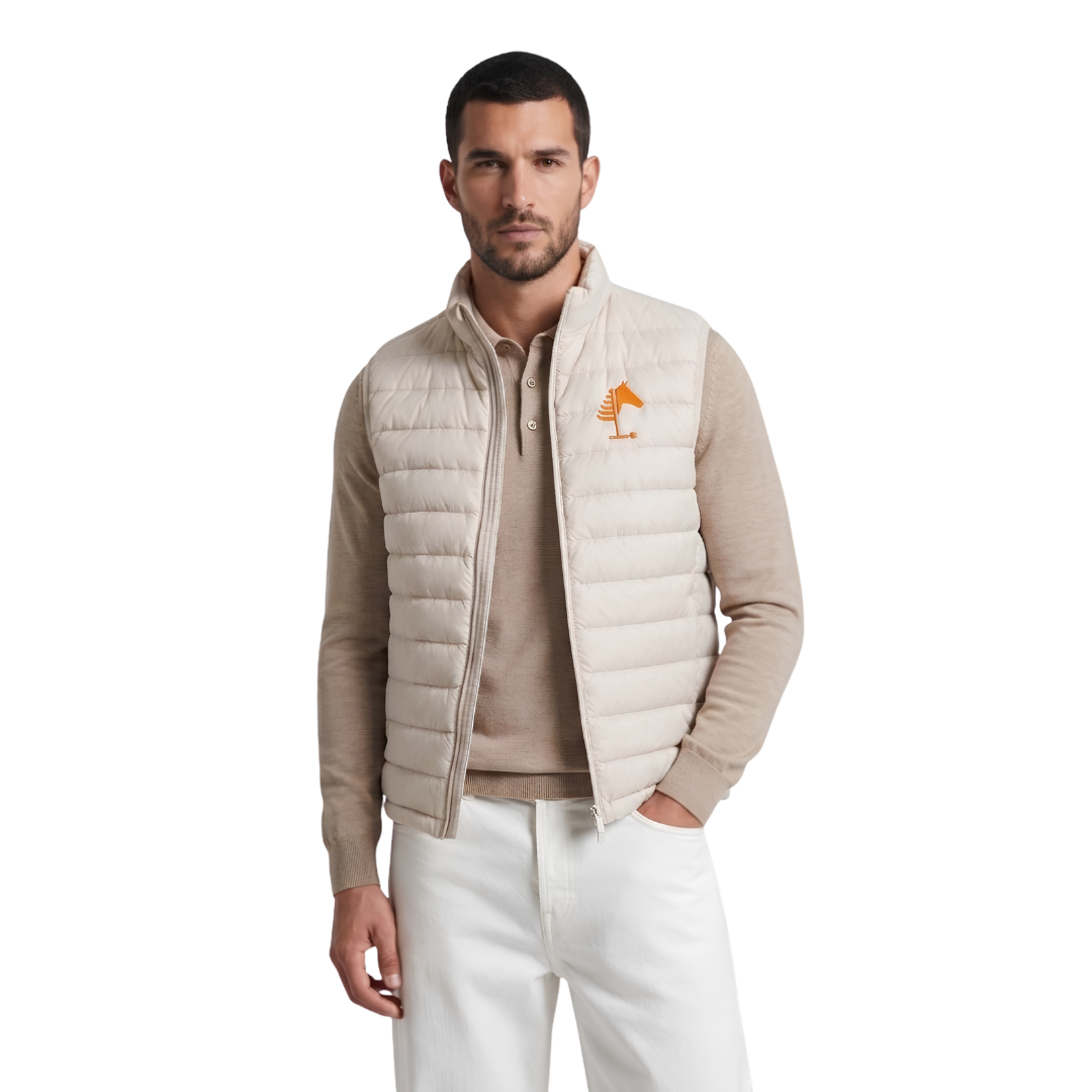 Beige Vest I Orange Embroidery (MEN)