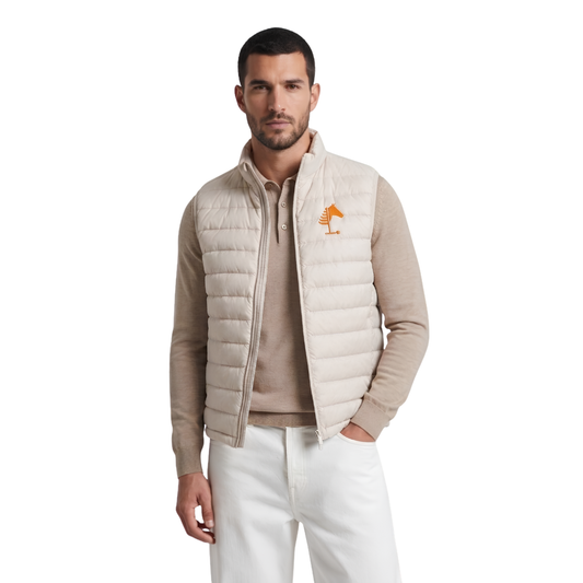 Beige Vest I Orange Embroidery (MEN)