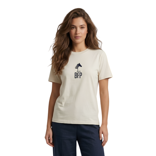Beige T-Shirt I Navy Print (UNISEX)