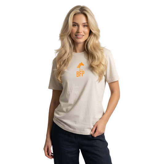 Beige T-Shirt I Orange Print (UNISEX)
