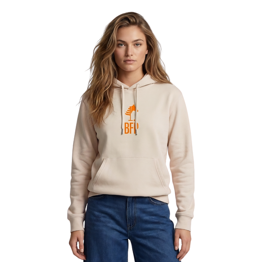 Beige Hoodie I Orange Print (UNISEX)