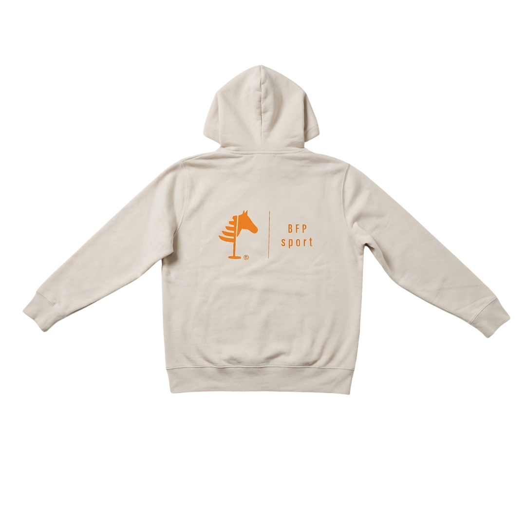 Beige Hoodie I Orange Print (UNISEX)