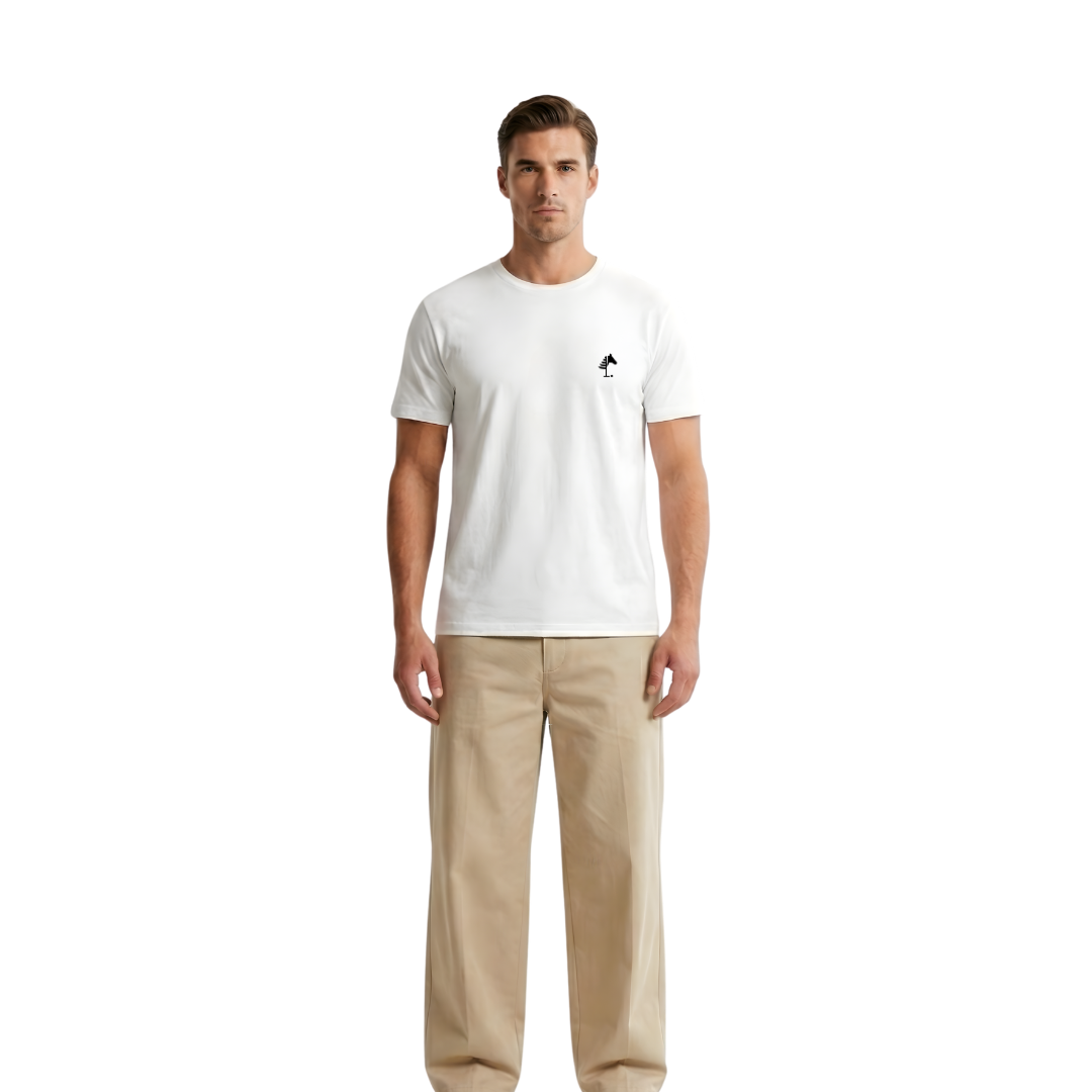T-Shirt White⎥Navy Embroidery